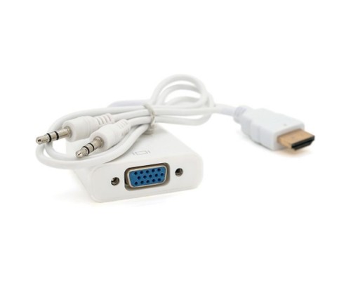 Перехідник HDMI M to VGA F + Audio 0.1m 4K/2K white Voltronic (YT-C-HDMI(M)/VGA(F)+AUX-W)