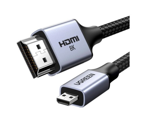 Кабель мультимедійний HDMI M to HDMI micro M 2.0m V2.1 8K60Hz HD164 black Ugreen (15517)