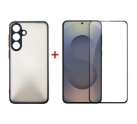 Чохол до мобільного телефона Dengos Matte Kit for Samsung Galaxy S25 FE case + glass Black (DG-KM-168)