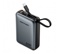 Батарея універсальна Vention 20000 mAh 45W Mini with Built-in USB-C Cable Gray (FHGH0)