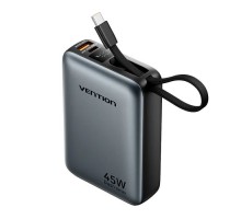 Батарея універсальна Vention 20000 mAh 45W Mini with Built-in USB-C Cable Gray (FHGH0)