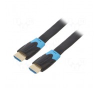 Кабель мультимедійний HDMI M to HDMI M 10.0m 1080p60Hz flat black Vention (AAKBL)