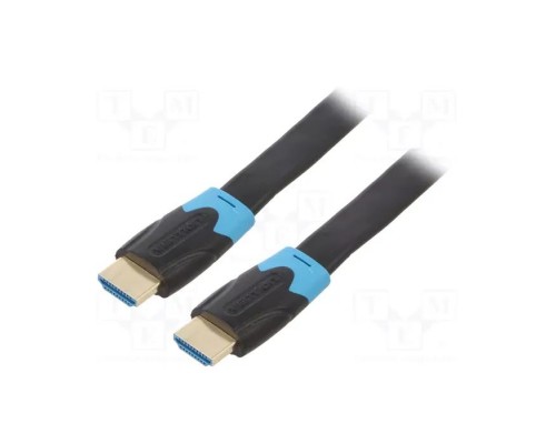 Кабель мультимедійний HDMI M to HDMI M 10.0m 1080p60Hz flat black Vention (AAKBL)