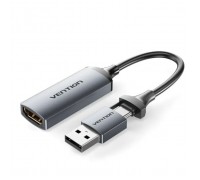 Перехідник USB-C + USB-A to HDMI M 0.1m video capture gray Vention (ACWHA)