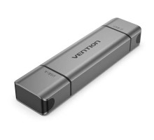 Зчитувач флеш-карт Vention USB 3.0 AM/USB-C to SD+TF Gray Dual Drive Letter Aluminum Alloy (CLLH0)