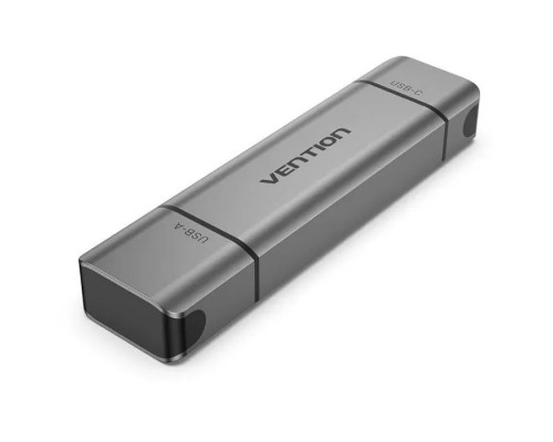 Зчитувач флеш-карт Vention USB 3.0 AM/USB-C to SD+TF Gray Dual Drive Letter Aluminum Alloy (CLLH0)