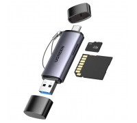 Зчитувач флеш-карт Ugreen USB-C + USB to TF/SD 3.0 CM185 gray (50706)