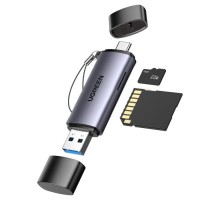 Зчитувач флеш-карт Ugreen USB-C + USB to TF/SD 3.0 CM185 gray (50706)