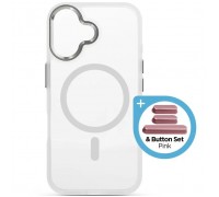 Чохол до мобільного телефона Armorstandart Unit MagCase Apple iPhone 17 Clear Silver + Pink Button Set (ARM90580)