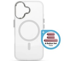 Чохол до мобільного телефона Armorstandart Unit MagCase Apple iPhone 17 Clear Silver + Pink Button Set (ARM90580)