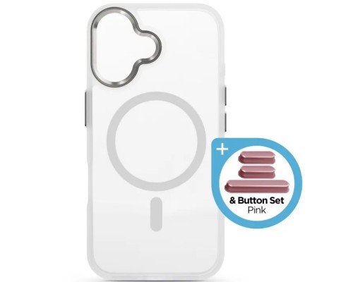 Чохол до мобільного телефона Armorstandart Unit MagCase Apple iPhone 17 Clear Silver + Pink Button Set (ARM90580)
