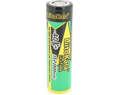 Акумулятор 18650 2800mAh, 35A, 3.7V(2.5-4.2V), LowTemp-40-60, Black/Green Liitokala (Lii-LT28A)