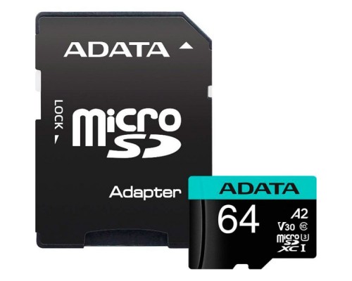 Карта пам'яті ADATA 64GB microSD class 10 UHS-I U3 V30 A2 Premier Pro SD 6.0 (AUSDX64GUI3V30SA2-RA1)