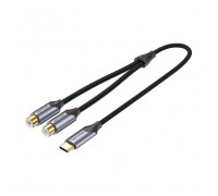 Кабель мультимедійний USB-C M to 2xRCA F 0.5m black Vention (BGVHD)