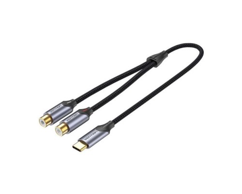 Кабель мультимедійний USB-C M to 2xRCA F 0.5m black Vention (BGVHD)