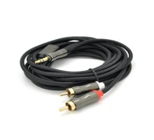 Кабель мультимедійний 3.5mm M to 2xRCA M 1.5m Stereo black VEGGIEG (YT-AR2-1.5V-A601)