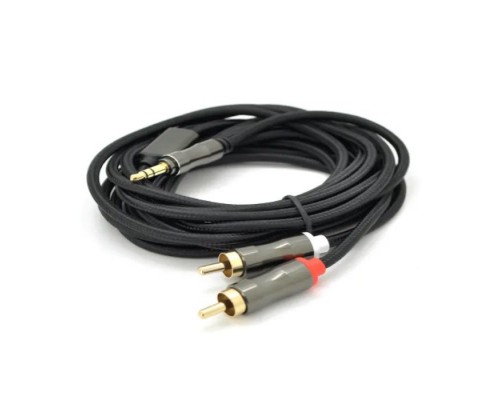 Кабель мультимедійний 3.5mm M to 2xRCA M 1.5m Stereo black VEGGIEG (YT-AR2-1.5V-A601)