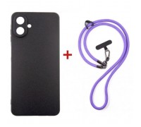 Чохол до мобільного телефона Dengos Case + Cross-body Strap Samsung Galaxy A07 Black+Purple (DG-KM-CCRB-16)
