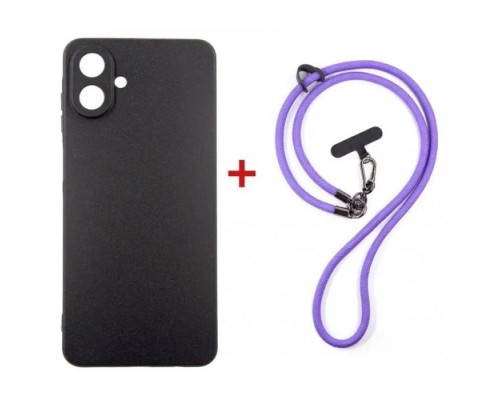 Чохол до мобільного телефона Dengos Case + Cross-body Strap Samsung Galaxy A07 Black+Purple (DG-KM-CCRB-16)