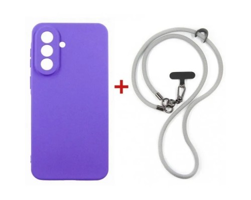 Чохол до мобільного телефона Dengos Case + Cross-body Strap Samsung Galaxy A37 Purple+Grey (DG-KM-CCRB-03)