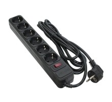 Мережевий фільтр живлення Patron 3.0 m3*1mm2 (SP-1063) 6 розеток BLACK (EXT-PN-SP-1063)