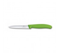 Кухонний ніж Victorinox SwissClassic для нарезки 10 см, волнистое лезвие, зеленый (6.7736.L4)