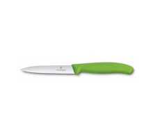 Кухонний ніж Victorinox SwissClassic для нарезки 10 см, волнистое лезвие, зеленый (6.7736.L4)