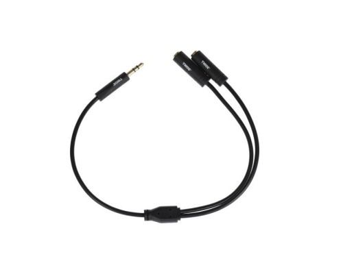 Кабель мультимедійний 3.5 мм jack(M) x 2(F), black, 0.15m 2E (2E-W9697)