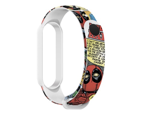 Ремінець до фітнес браслета Armorstandart Superhero для Xiaomi Mi Band 7/6/5 DP Comix White (ARM59252)