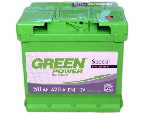 Акумулятор автомобільний GREEN POWER Standart 50Ah Ев (-/+) (420EN) (22355)
