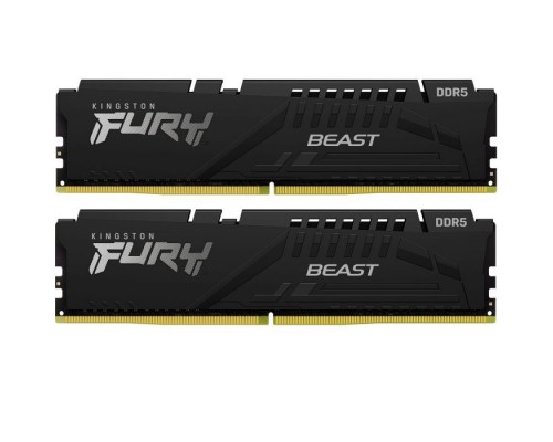Модуль пам'яті для комп'ютера DDR5 16GB (2x8GB) 6000 MHz Beast Black EXPO Kingston Fury (ex.HyperX) (KF560C30BBEK2-16)
