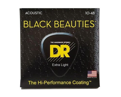 Струни для гітари DR Strings Black Beauties Acoustic - Extra Light (10-48) (BKA-10)