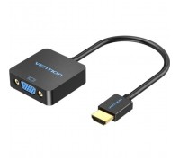 Перехідник HDMI M to VGA F 1080P 60Hz 3,5mm Audio Micro USB (F) powered Vention (ACRBB)