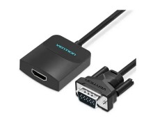 Перехідник VGA 15F to HDMI M 1080P 60Hz 3,5mm Audio 0.15m Vention (ACNBB)