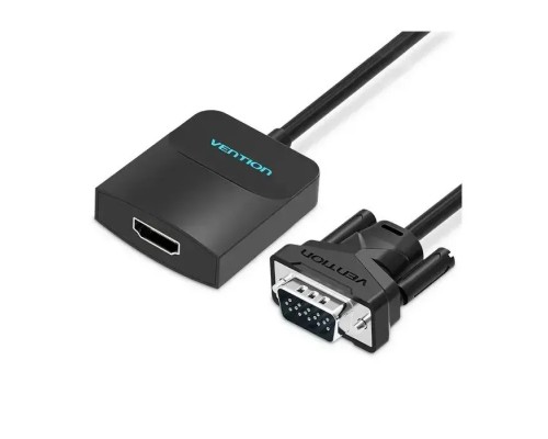 Перехідник VGA 15F to HDMI M 1080P 60Hz 3,5mm Audio 0.15m Vention (ACNBB)