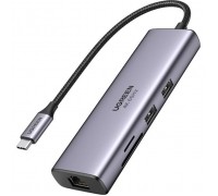 Концентратор Ugreen USB3.1 Type-C to HDMI/USB 3.0x2/RJ45/SD/TF/PD 100W CM512 (60515)