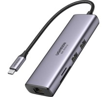 Концентратор Ugreen USB3.1 Type-C to HDMI/USB 3.0x2/RJ45/SD/TF/PD 100W CM512 (60515)