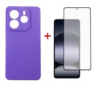 Чохол до мобільного телефона Dengos Xiaomi Redmi Note 14 4G Carbon + glass (Purple) (DG-KM-136)