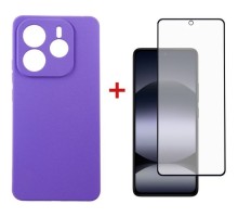 Чохол до мобільного телефона Dengos Xiaomi Redmi Note 14 4G Carbon + glass (Purple) (DG-KM-136)