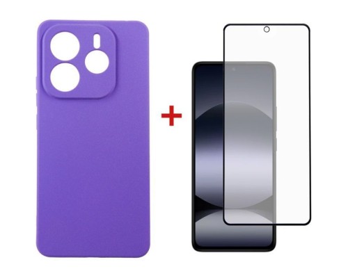 Чохол до мобільного телефона Dengos Xiaomi Redmi Note 14 4G Carbon + glass (Purple) (DG-KM-136)