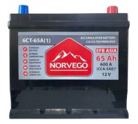 Акумулятор автомобільний NORVEGO ВЕСТА Asia EFB 65A +прав (0) (600 пуск)