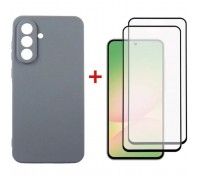 Чохол до мобільного телефона Dengos Kit Samsung Galaxy A56 Carbon + 2 pcs glass (Grey) (DG-CTG2P-09)