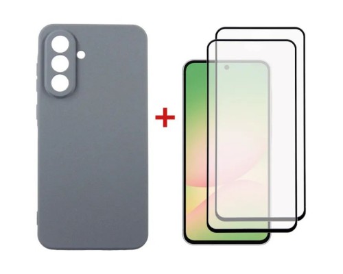 Чохол до мобільного телефона Dengos Kit Samsung Galaxy A56 Carbon + 2 pcs glass (Grey) (DG-CTG2P-09)