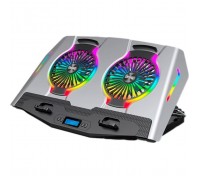 Підставка до ноутбука IceCoorel 10-18", 2*125mm 1400 RPM, 2*USB, + LCD display, 461x298x52mm, Silver (N9S)