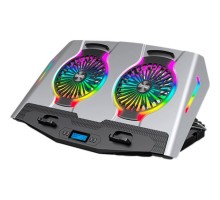 Підставка до ноутбука IceCoorel 10-18", 2*125mm 1400 RPM, 2*USB, + LCD display, 461x298x52mm, Silver (N9S)