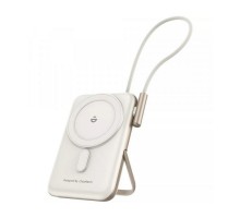 Батарея універсальна Choetech Magnetic Wireless 10000mAh 20W, PD, Qi-15W, USB-C In/Out, buid-in cabel, White (B735-CCWH)