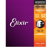 Струни для гітари Elixir 16027 Nanoweb Phosphor Bronze Acoustic Custom Light (11-52) (240662)