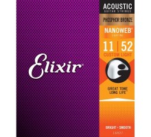 Струни для гітари Elixir 16027 Nanoweb Phosphor Bronze Acoustic Custom Light (11-52) (240662)