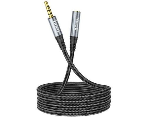 Кабель мультимедійний 3.5mm M to 3.5mm F 2.0m Gray HOCO (6931474762160)