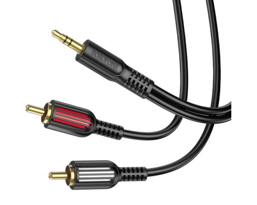 Кабель мультимедійний 3.5mm M to 2xRCA M 1.5m Black BOROFONE (6974443382204)